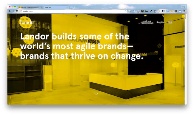 Homepage screenshot of brand consulting agency, Landor.